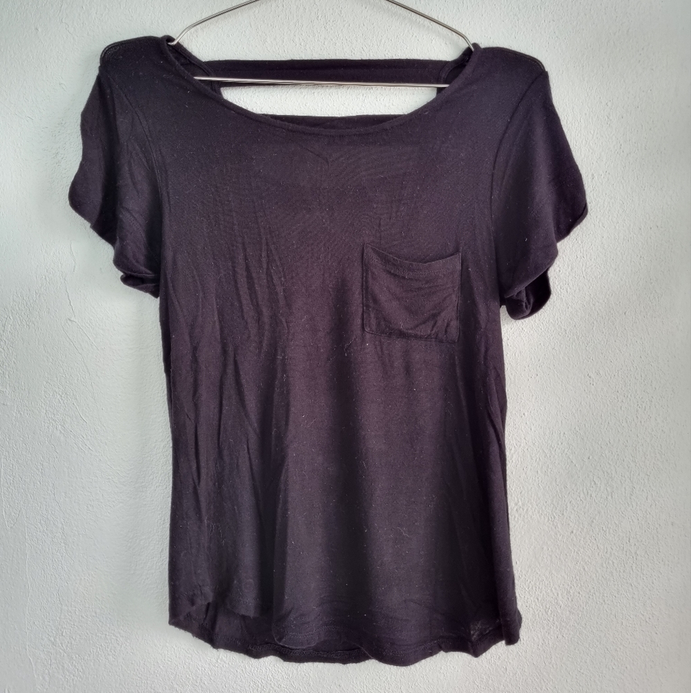 Black T Shirt with Cutout Back